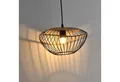 Produktbild: LQWELL Pendelleuchte E27 Hängelampe Schwarz Retro Pendellampe, Hängeleuchte Vertigo Lampe, Höhenverstellbare Kronleuchter Metall Rattan, für Wohnzimmer Schlafzimmer Esszimmer Cafés