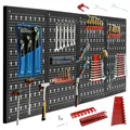 Produktbild: CCLIFE Werkzeugwand Lochwand 4 tlg Inkl. 52-Teiligem Metall Werkzeuglochwand Vier Teile 160 x 60 x 2 cm Erweiterbar Zubehör Wandregal Werkzeugaufbewahrung Schwarz