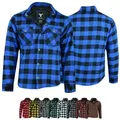 Produktbild: BULLDT Motorradjacke BLD1201 (mit 4 CE-Protektoren) BULLDT Herren Motorradhemd Holzfäller-Look Hemd blau 56/2XL