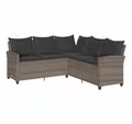 Produktbild: vidaXL Gartenlounge-Set L-förmiges Couchsofa mit Kissen Graues Polyrattan, (1-tlg)