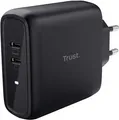 Produktbild: Trust Maxo - Netzteil - 65 Watt - 3 A - PD 3,0 - 2 Ausgabeanschlussstellen (24 pin USB-C) - Schwarz (25380)