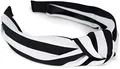 Produktbild: styleBREAKER Damen Haarreif mit Streifen Muster und Knoten im Retro Style, Vintage Look, Haarband, Headband 04027016, Farbe:Schwarz-Weiß