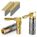 Produktbild: 20 Bananenstecker 90° gewinkelt Vergoldet Lautsprecherkabel Stecker 0,75mm-4,5mm