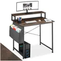 Produktbild: tectake® Computertisch mit Ablage Schreibtisch Zubehör, Bürotisch mit Monitorständer, Gaming Tisch, Laptoptisch für Home Office, 85,5 x 46,5 x 140 cm - Industrial Dunkelbraun, 80 cm