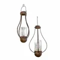 Produktbild: Loberon Solar-Hängelaterne 2er Set Marsa, antikes Design, handgefertigt, mit Solarpaneel, Zwei Größen, Gartendekoration, Gartenbeleuchtung, Outdoor, Eisen, Glas, braun