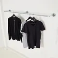Produktbild: various - steel interior design Kleiderstange Wandmontage chrome Garderobenstange div. Größen z.B. 150 x 12 cm Garderobe Wand Metallstange Made in Germany Teleskop U-Form, Silber / Verzinkt