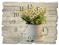 Produktbild: ARTLAND Wanddeko Wanduhr ohne Tickgeräusche aus Holz Quarzuhr 40x30 cm Rechteckig Lautlos Blumen Gänseblümchen Frühling Natur Garten Ländlich T4UE