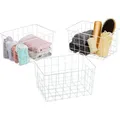 Produktbild: Drahtkorb 3er Set, rechteckig, Gitterkorb zur Aufbewahrung, hbt: 15,5 x 28 x 20 cm, Deko Metallkorb, weiß - Relaxdays