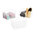 Produktbild: Relaxdays Drahtkorb 3er Set, rechteckig, Gitterkorb zur Aufbewahrung, HBT: 15,5 x 28 x 20 cm, Deko Metallkorb, weiß