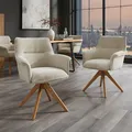 Produktbild: riess-ambiente Drehbarer Stuhl LE GRAND beige Chenille natur Eiche Massivholz mit Armlehne Esszimmerstuhl Essstuhl Drehstuhl