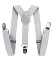 Produktbild: axy Kinder/Jungen Hosenträger-Y Form breit 2,5 cm mit 3 Starken Clips, kombinierbar mit Fliege - Uni Farben HTK25-1 (für Kinder (6 Monaten - 6 Jahre alt), Lichtgrau)