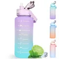 Produktbild: 2L Trinkflasche BPA Free Sport Getränke Krug mit Zeitmarkierung & Lock Abdeck...