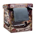 Produktbild: Relaxdays 38 cm Stabiler Falthocker mit trendigen Motiven als praktische Ablage als Sitzwürfel mit bedrucktem Kunstleder als Aufbewahrungsbox mit Stauraum und Deckel, Car Faltbarer Sitzhocker, MDF