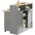 Produktbild: SoBuy Kücheninsel, Grau, Holzwerkstoff, Holz, 110x97x68 cm, Küchen, Küchenmöbel, Kücheninseln