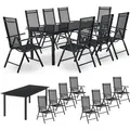 Produktbild: Juskys Aluminium Gartengarnitur Milano Gartenmöbel Set mit Tisch und 8 Stühlen Dunkel-Grau mit schwarzer Kunstfaser Alu Sitzgruppe Balkonmöbel - Dunkelgrau/Schwarz