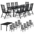 Produktbild: Aluminium Gartengarnitur Milano - Gartenmöbel Set Mit Tisch Und 8 Stühlen – Dunkel-grau Mit Schwarzer Kunstfaser - Alu Sitzgruppe Balkonmöbel - Juskys