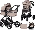 Produktbild: Chipolino Kinderwagen 3 in 1 Amore Babyschale Adapter Wickeltasche Fußabdeckung hellbraun