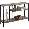 Produktbild: Fsb35-pf Vintage Konsolentisch Mit 3 Ablagen Metall Flurtisch Dekotisch Sideboard Beistelltisch Natur/schwarz Bht Ca: 120x80x30cm - Sobuy