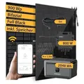 Produktbild: VALE Balkonkraftwerk Bifazial 900 Wp Full Black - Growatt Neo 800M-X Wechselrichter - Growatt Noah 2.048 Wh - Solarpanel Set mit Speicher - 5m