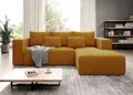 Produktbild: Sofa mit Schlaffunktion mit Bettkasten aus Cord - Ecksofa fur 3 Personen - Stripes - Bequem Schlafsofa - L-Form - Modern Couch 255x73x161 cm - Rechts Senf - MODERNO