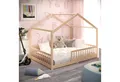 Produktbild: CADANI Kinderbett Malte Hausbett Bodenbett Rausfallschutz abnehmbar bis 200 kg belastbar (140x200 cm, Montessori Kinder- & Jugendbett aus Kiefer Massivholz), inkl. stabilem Roll-Lattenrost, langfristig nutzbar, Natur