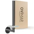 Produktbild: ovimar Ersatzrollenhalter Sentraltind Gunmetal zum Kleben 3M | aus Edelstahl und Glas | Toilettenpapier Rollen Aufbewahrung ohne Bohren selbstklebend bis zu 2 Rollen | auch als Küchenrollenhalter
