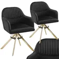 Produktbild: tectake® Esszimmerstuhl drehbar, Armlehnstuhl drehbar, ergonomischer Stuhl Samt, Stühle für Esszimmer, Möbel für Wohnzimmer, Arbeitszimmer, Esstisch, Schminktisch - 2er Set - schwarz/Gold