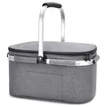 Produktbild: ALLCAMP Groß Faltbar Isoliert Kühltasche - Einkaufskorb Thermo Mit Deckel, Abnehmbarer Picknickkorb 2 Personen, Aluminiumrahmen Kühlkorb, Verdicken Thermokorb - Mit 2 Kühlakkus