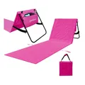 Produktbild: 24MOVE® Strandmatte 1er Set klappbar mit Rückenlehne, Strandliege mit Gurt, tragbar für Strand und Garten, Liegematte rosa