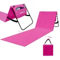 Produktbild: 24MOVE® Strandmatte klappbar mit Verstellbarer Rückenlehne, Strandliege faltbar mit Schlaufen, Aufbewahrungstasche, Sonnenliege für Strand Garten, rosa