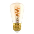Produktbild: EGLO E27 Lampe dimmbar, Spiral LED Retro Glühbirne, Vintage Deko Leuchtmittel amber, 4 Watt (entspricht 15 Watt), 145 Lumen, warmweiß, 2000k, Edison Birne ST48, Ø 4,8 cm