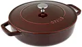 Produktbild: STAUB Gusseisen Bräter, Chistera Tropfenstruktur im Deckel für optimale Befeuchtung/Aromaregen, Rund 24 cm, 2,5 L, Für alle Herdarten geeignet inkl. Induktion & Backofen, Grenadine Rot