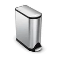 Produktbild: simplehuman CW1897 45 Liter, schmetterling Treteimer, Mülleimer Küche, Abfalleimer, Mülltrennsystem, Mülltrennung, Recycling, gebürsteter Stahl, 10 Jahre Garantie