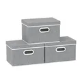 Produktbild: 3 Stück Aufbewahrungsboxen mit Deckel Faltbare Stoffbox mit Griffen Boxen