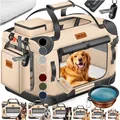 Produktbild: LOVPET Hundebox Hundetransportbox faltbar Inkl.Hundenapf Transporttasche Hundetasche Transportbox für Haustiere, Hunde und Katzen Haustiertransportbox