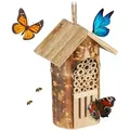 Produktbild: Relaxdays Insektenhotel, Nisthilfe Wildbienen & Schmetterlinge, Hängend O. Stehend, Garten, Hbt: 20 X 13,5 X 10cm, Natur