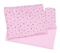 Produktbild: Puppen-Bettzeug ROSA Bettwäsche Puppenbett Kissen Decke Puppenwäsche Pink Herzen