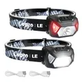 Produktbild: Lepro Stirnlampe LED Wiederaufladbar, 2000 Lux Superhell Kopflampe Stirnlampe mit Rotlicht und 6 Lichtmodi, IPX4 Wasserdicht Stirnleuchte, Ideal für Camping&Joggen, Schwarz, 2 Stück[inkl. USB Kabel]