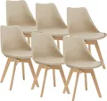 Produktbild: Esszimmerstuhl ’Fläten’ 6er Set Polsterstuhl Kunstleder Beige