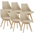 Produktbild: [en.casa] Esszimmerstuhl-Set, Beige, Leder, 49x81x57 cm, Esszimmer, Stühle, Esszimmerstühle, Vierfußstühle
