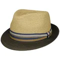 Produktbild: Stetson Licano Toyo Trilby Strohhut Herren Fedora UV-Schutzfaktor 40+ Ripsband Zweifarbig Krempe Frühjahr Sommer Oliv L (58-59 cm)