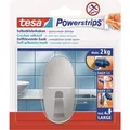 Produktbild: Tesa Selbstklebehaken Edelstahl Oval mit 4 x Powerstrips Large