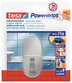 Produktbild: tesa Powerstrips Haken LARGE aus Metall - selbstklebender Badhaken, ovale Form - im Haushalt vielseitig einsetzbarer Metallhaken - belastbar bis 2 kg