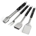 Produktbild: BURNHARD® Grillbesteck-Set Edelstahl Grillbesteck-Set 4-tlg., (4 tlg), Grillzange, Grillwender, Grillgabel, Grillbürste schwarz|silberfarben