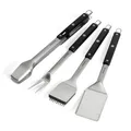 Produktbild: BURNHARD Edelstahl Grillbesteck Set 4-TLG. Grillzange, Grillbürste, Grillspachtel und Grillgabel, BBQ-Besteck mit Grillwender, hochwertige ABS-Kunststoffgriffe