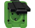 Produktbild: Merten 279077 Aufputz Steckdose mit Klappdeckel 1-fach IP44 grün Agrar