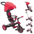 Produktbild: GLOBBER Explorer Trike 4in1 Pro in Rot – Dreirad, Laufrad und Kinderwagen in 10/8,5 Zoll – TPR-Sitz – höhenverstellbares Kinderfahrzeug