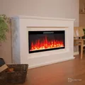 Produktbild: Glow Fire Elektrokamin 'Rhea' | LED Standkamin in weiß mit Heizung (1500 W) | HxBxT: 97x158x33 cm