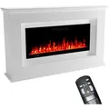 Produktbild: GLOW FIRE Elektrokamin RHEA LED Kamin mit Heizung, Elektrischer Kamin mit 3D Feuer mit Heizung, 2 Dekorationen weiß 106 cm