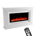 Produktbild: GF Core Elektrokamin mit Heizung und Kaminfeuer (Standkamin Rhea) - elektrischer Kamin mit LED-Feuer in 5 Farben, Heizlüfter, Deko & Fernbedienung - 158x97x33 cm, Weiß